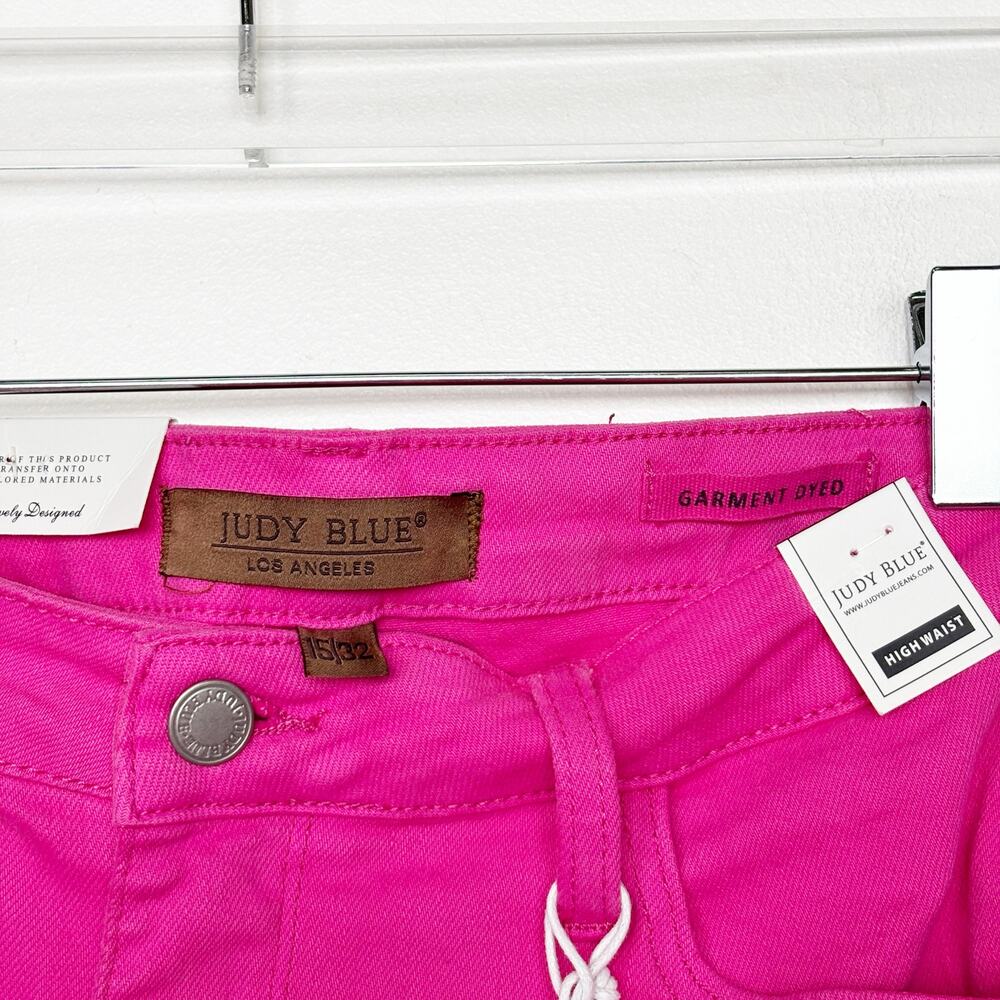 NWT Judy Blue Women's High Waist Dyed Hot Pink 90’s Straight Denim Jeans 15/32 - Picture 4 of 5